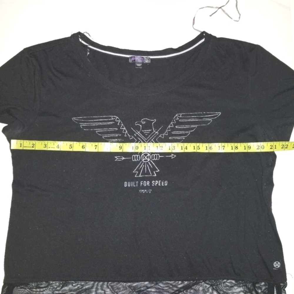 Ardene| Black Short Sleeve Shirt with Mesh - Picture 8 of 9